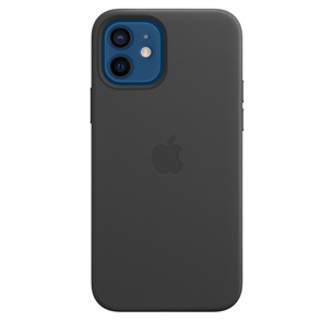 MagSafe, Apple iPhone 12/12 Pro, melna - Ādas apvalks viedtālrunim
