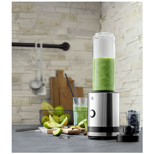 WMF KITCHENminis SmoothieToGo, 300 W, 2 x 600 ml, nerūsējošā tērauda/melna - Blenderis