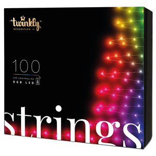 Twinkly 100 RGB LED String (Gen II), IP44 - Viedās ziemassvētku gaismas TWS100STP-BEU