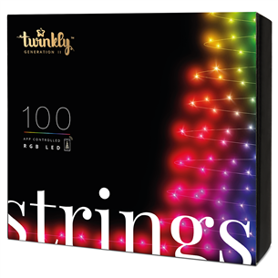 Twinkly 100 RGB LED String (Gen II), IP44, 8 м, черный - Умная гирлянда