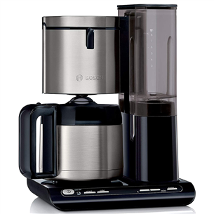 Bosch Styline, ūdens tvertne 1.1 L, melna/nerūsējošā tērauda - Kafijas automāts ar filtru TKA8A683