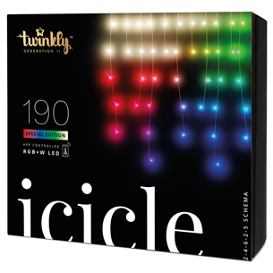 Twinkly Icicle Special Edition 190 RGB+W LEDs (Gen II), IP44 - Viedās ziemassvētku gaismas TWI190SPP-TEU