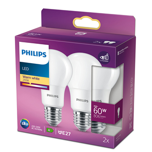 2 светодиодные лампы Philips (Е27, 60 Вт)