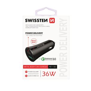 Автомобильное зарядное устройство Quick Charge 3.0 Swissten / 36 Вт