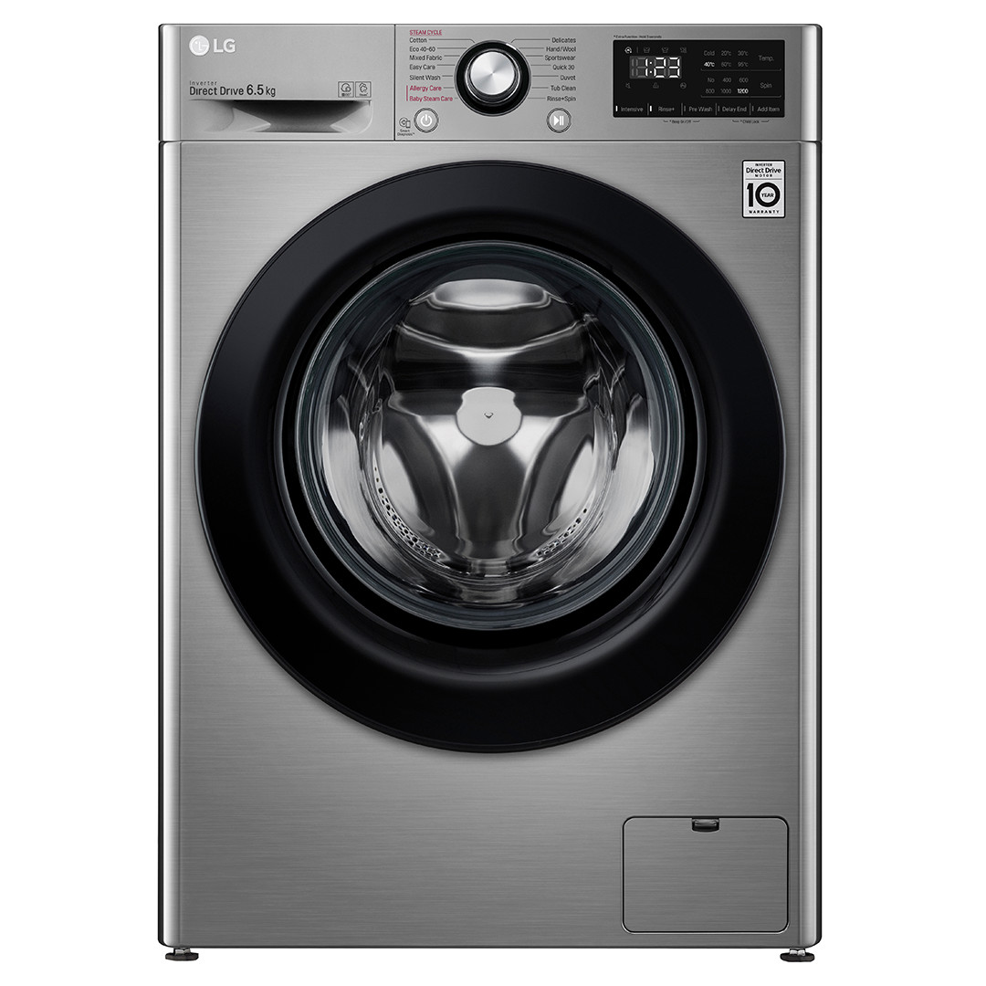 LG, 6,5 кг, глубина 45,5 см, 1200 об/мин, серый - Стиральная машина с передней загрузкой