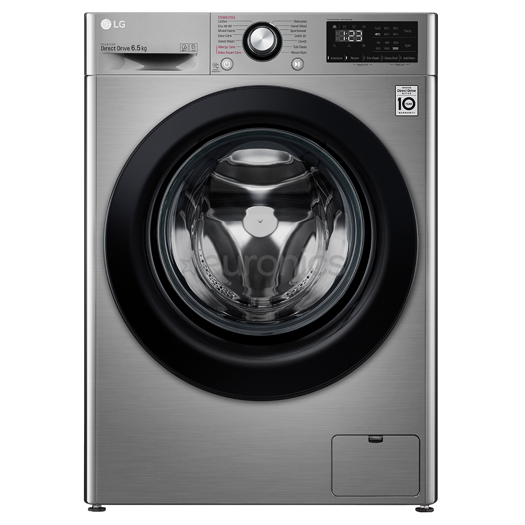 LG, 6.5 kg, depth 45.5 cm, 1200 rpm, gray - Front Load Washing Machine