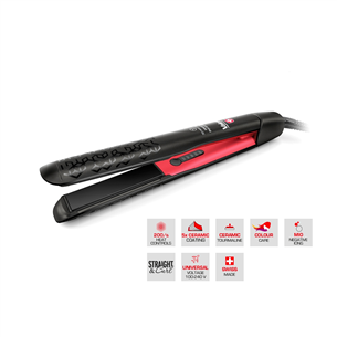 Valera Swiss'x PulseCare, 120-230 °C, red/black - Hair straightener