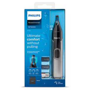Philips 3000, melna/pelēka - Trimmeris deguna un ausu matiņiem