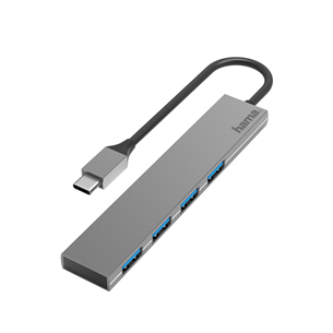 Hama USB-C Hub, 4 Ports, USB 3.2 Gen1, pelēka - Adapteris