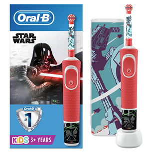Braun Oral-B Star Wars, 3+ gadi, ceļojumu futrālis, sarkana - Elektriskā zobu birste bērniem D100STARWARSTRAVEL