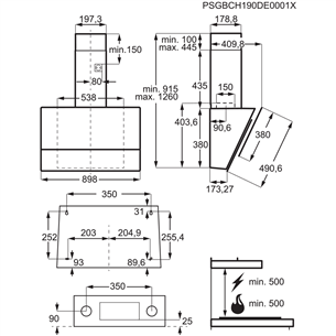 Electrolux, 700 m³/h, melna - Tvaika nosūcējs