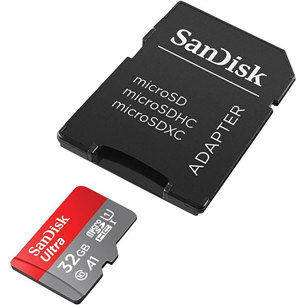 Atmiņas karte MicroSDXC Ultra + adapteris, SanDisk (32 GB)