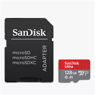 SanDisk Ultra microSD, A1/Class 10, + adapteris, 128 GB - Atmiņas karte SDSQUA4-128G-GN6MA