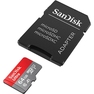 Карта памяти MicroSDXC SanDisk Ultra + адаптер (64 ГБ)