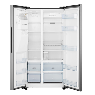 Hisense, water & ice dispenser, 562 L, height 179 cm, inox - SBS Refrigerator