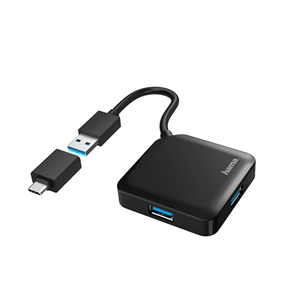 USB Hub 4 ports Hama USB 3.2 + USB-C