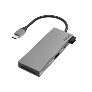 Hama USB-C Hub, 2 x USB-A, USB-C, HDMI™, SD, microSD, sudraba - Adapteris 00200110