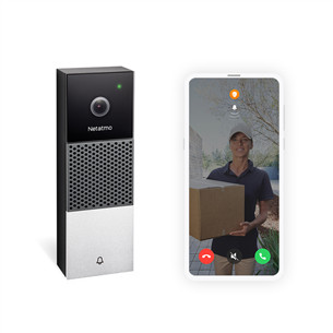 Netatmo Smart Video Doorbell, 2 MP, WiFi, cilvēka noteikšana, nakts redzamība, melna/pelēka/balta - Viedais durvju zvans ar kameru