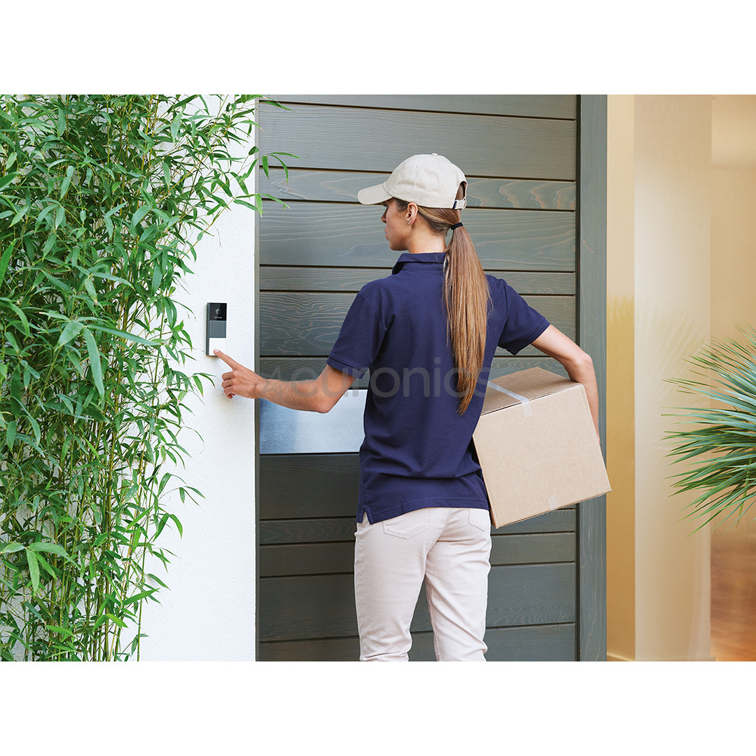 Netatmo Smart Video Doorbell, 2 MP, WiFi, cilvēka noteikšana, nakts redzamība, melna/pelēka/balta - Viedais durvju zvans ar kameru