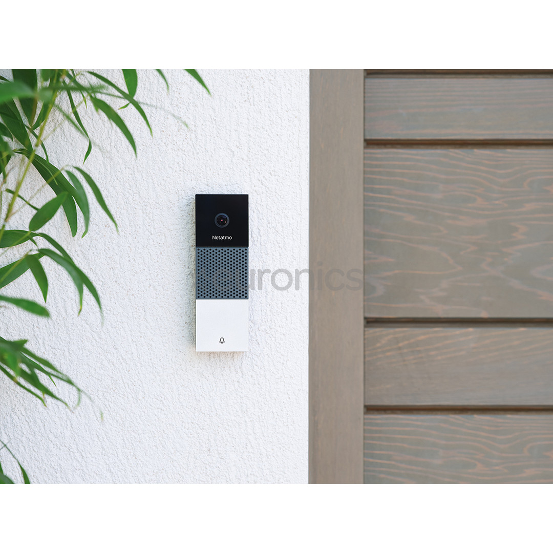 Netatmo Smart Video Doorbell, 2 MP, WiFi, cilvēka noteikšana, nakts redzamība, melna/pelēka/balta - Viedais durvju zvans ar kameru
