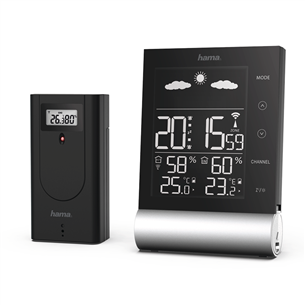 Hama Black Line, black/silver - Weather station 00186417