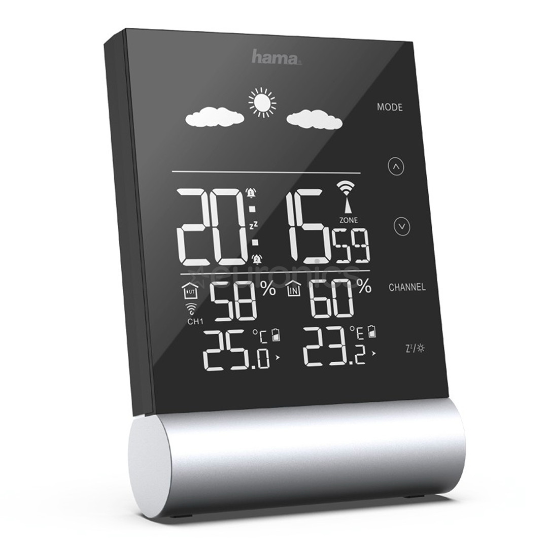 Hama Black Line, black/silver - Weather station