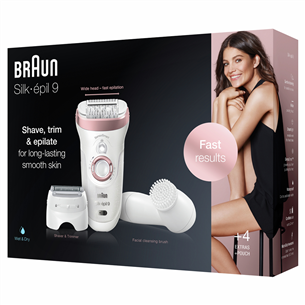 Braun Silk-epil 9 SensoSmart, белый/розовый - Эпилятор