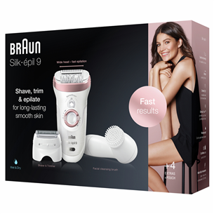 Braun, Silk-épil 9 SensoSmart, balta/rozā - Epilatora komplekts