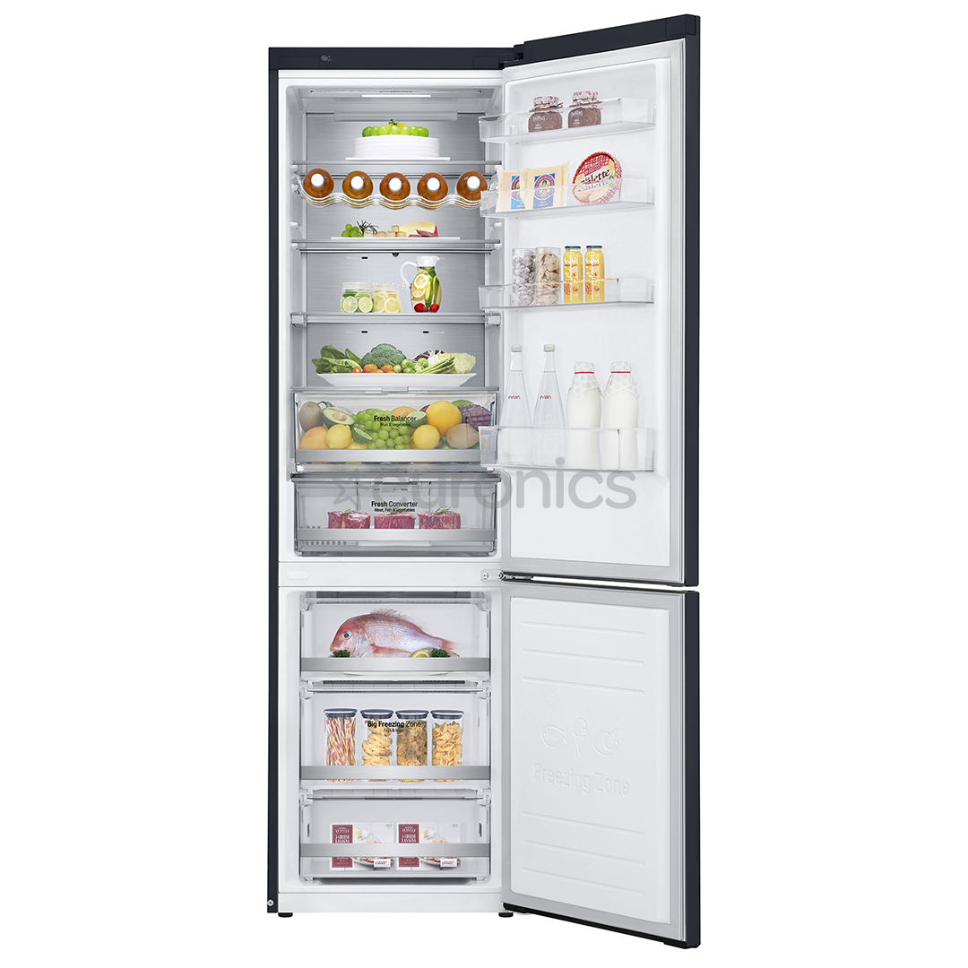 LG, augstums 203 cm, 384 L, melna - Ledusskapis