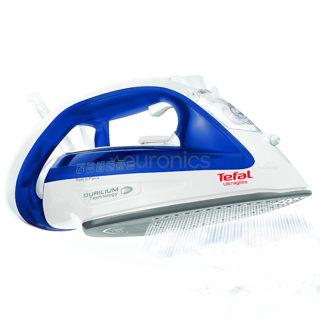 Tefal Ultragliss 4, 2500 Вт, белый/синий - Паровой утюг + устройство для удаления катышков