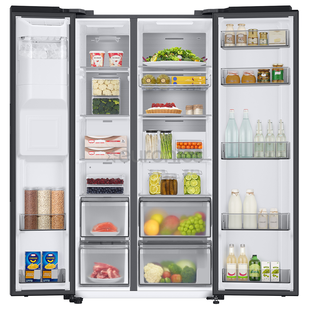 Samsung, Ice & Water Dispenser, augstums 178 cm, 634 L, melna - SBS ledusskapis