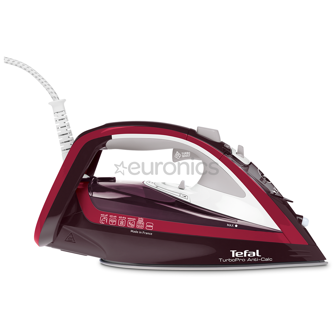 Tefal Turbo Pro Anti-calc, 2600 Вт, красный/белый - Паровой утюг