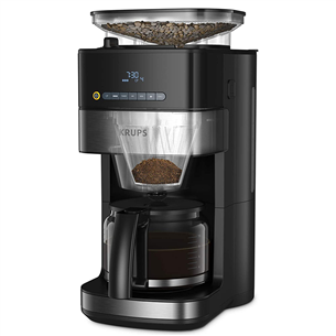 Krups Grind & Brew, ūdens tvertne 1.25 L, melna - Kafijas automāts ar filtru un dzirnaviņām KM832810