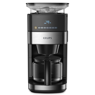 Krups Grind & Brew, ūdens tvertne 1.25 L, melna - Kafijas automāts ar filtru un dzirnaviņām