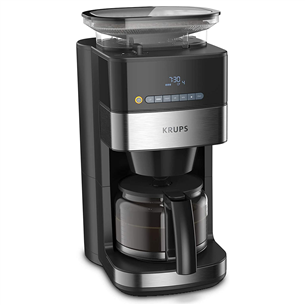 Krups Grind & Brew, ūdens tvertne 1.25 L, melna - Kafijas automāts ar filtru un dzirnaviņām