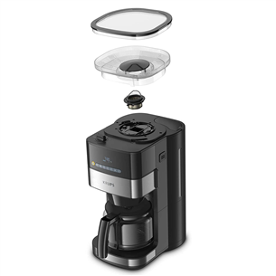 Krups Grind & Brew, water tank 1.25 L, black - Filter Coffee maker with grinder