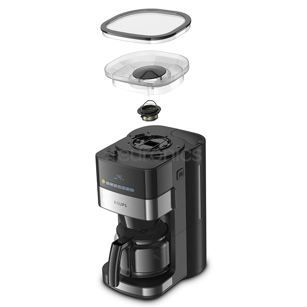 Krups Grind & Brew, water tank 1.25 L, black - Filter Coffee maker with grinder