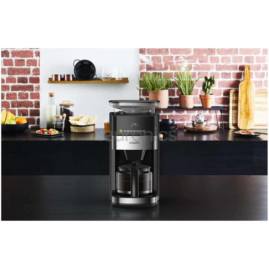 Krups Grind & Brew, water tank 1.25 L, black - Filter Coffee maker with grinder