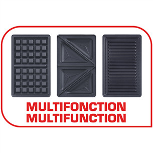 Tefal Snack Time, 3 in 1, 700 W, black/inox - Sancwich toaster