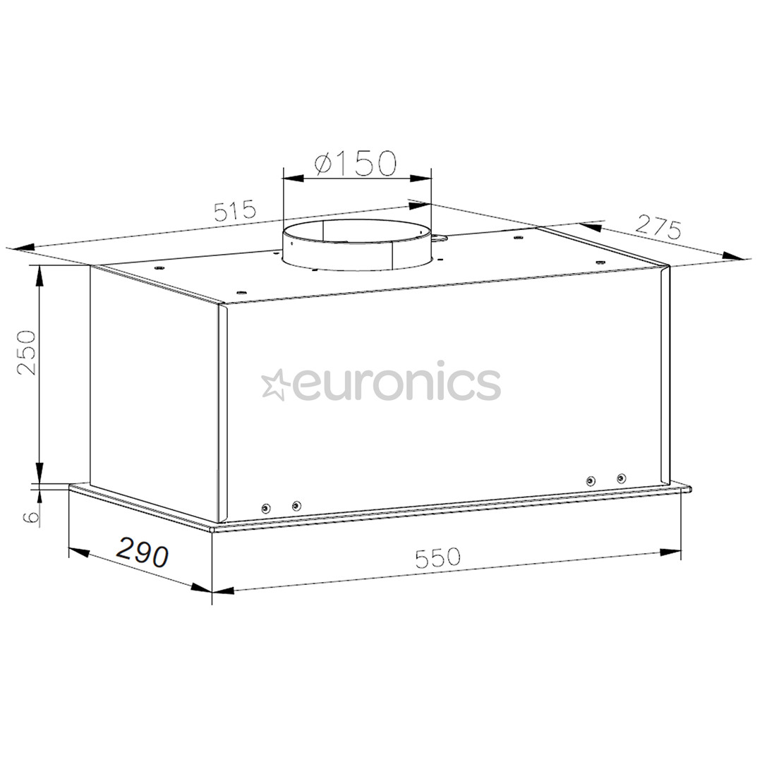 Hansa, 462 m³/h, melna - Iebūvējams tvaika nosūcējs