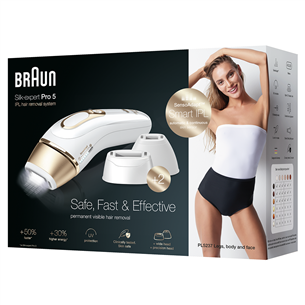 Braun Silk-expert Pro 5, skuveklis Venus Extra Smooth, somiņa, balta/zelta - Fotoepilators