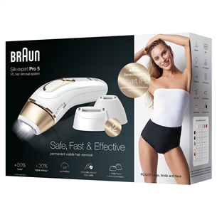 Braun Silk-expert Pro 5, бритва Venus Extra Smooth, сумка для хранения, белый/золотистый - Фотоэпилятор