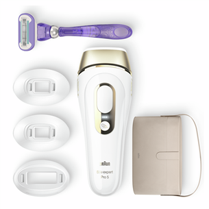 Braun Silk-expert Pro 5, Venus Extra Smooth skuveklis, somiņa, balta/zelta - Fotoepilators