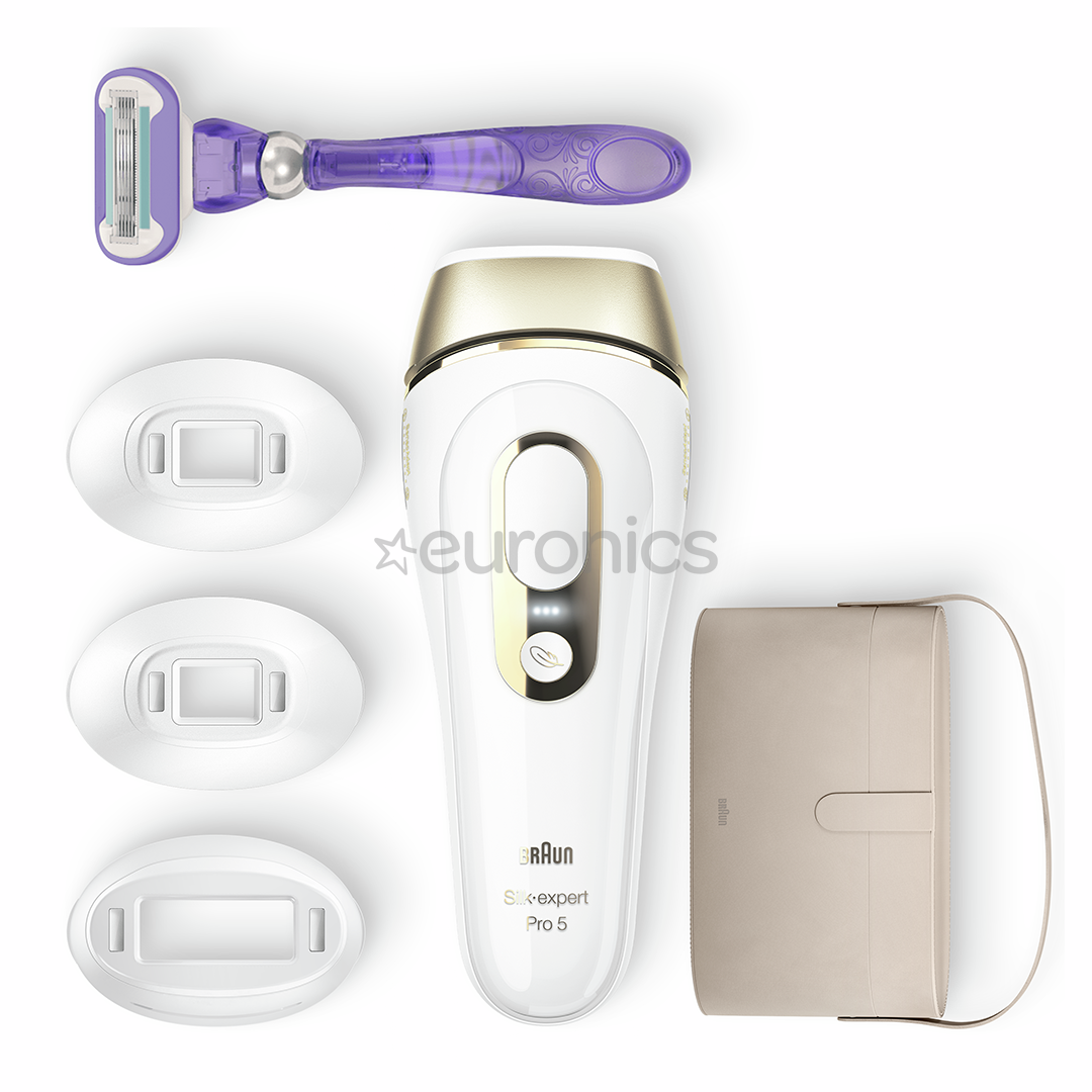 Braun Silk-expert Pro 5, Venus Extra Smooth skuveklis, somiņa, balta/zelta - Fotoepilators