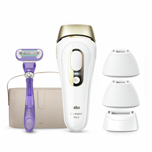 Braun Silk-expert Pro 5, Venus Extra Smooth skuveklis, somiņa, balta/zelta - Fotoepilators