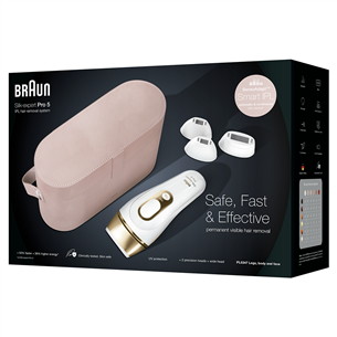 Braun Silk-expert Pro 5, Venus Extra Smooth skuveklis, somiņa, balta/zelta - Fotoepilators