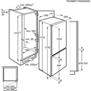 AEG, 254 L, height 178 cm - Built-in Refrigerator