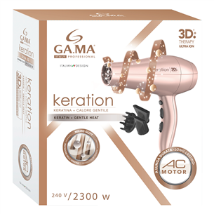 GA.MA Keration 3D Therapy Ultra Ion, 2300 W, rozā - Matu fēns