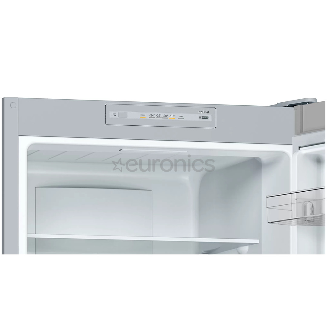 Bosch NoFrost, augstums 176 cm, 282 L, sudraba - Ledusskapis