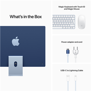 Apple iMac 24" (2021), M1 8C/8C, 8 ГБ, 256 ГБ, RUS, голубой - Настольный компьютер "все в одном"